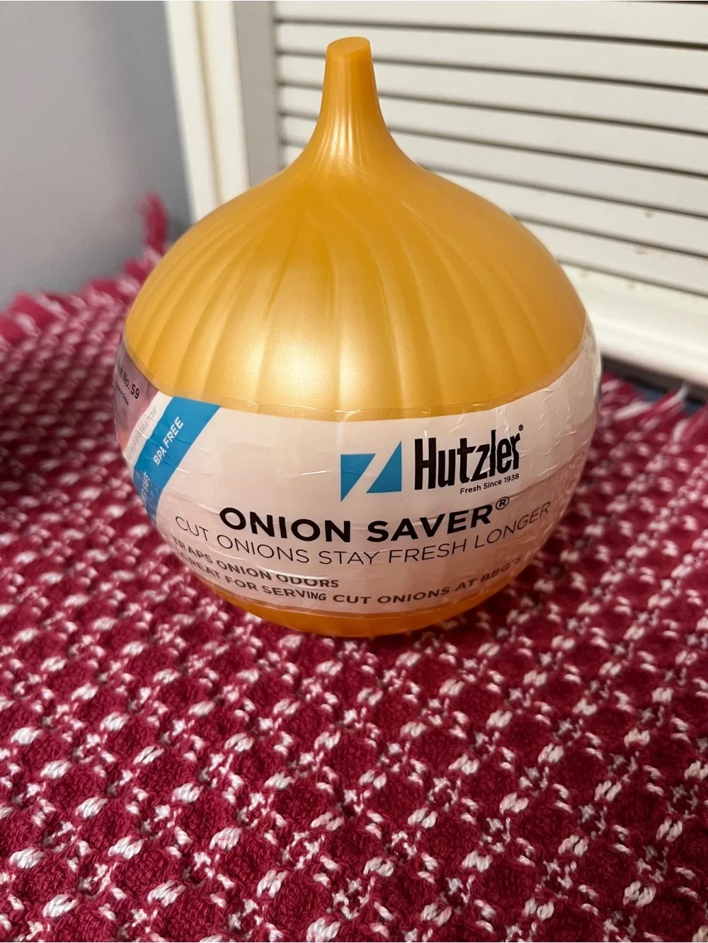 Hutzler Onion Saver - Yellow and Burgundy Onion Storage Containers NWT